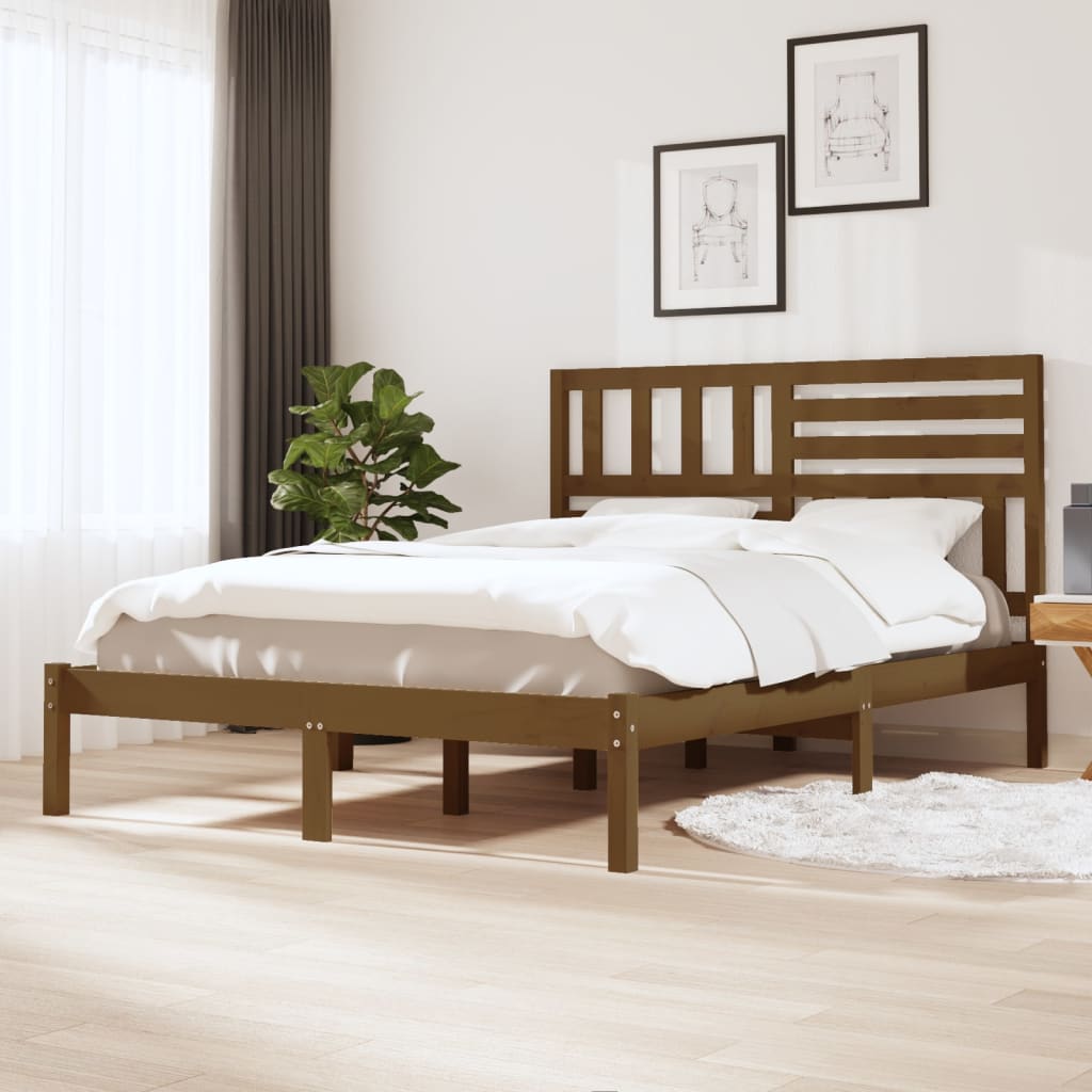 vidaXL Rám postele medový masivní borovice 120 x 190 cm Small Double