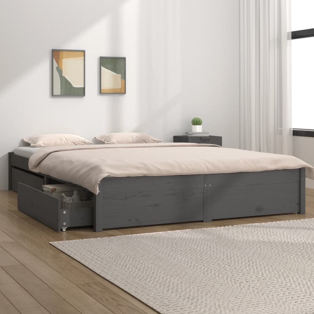 vidaXL Rám postele se zásuvkami šedý 135 x 190 cm Double