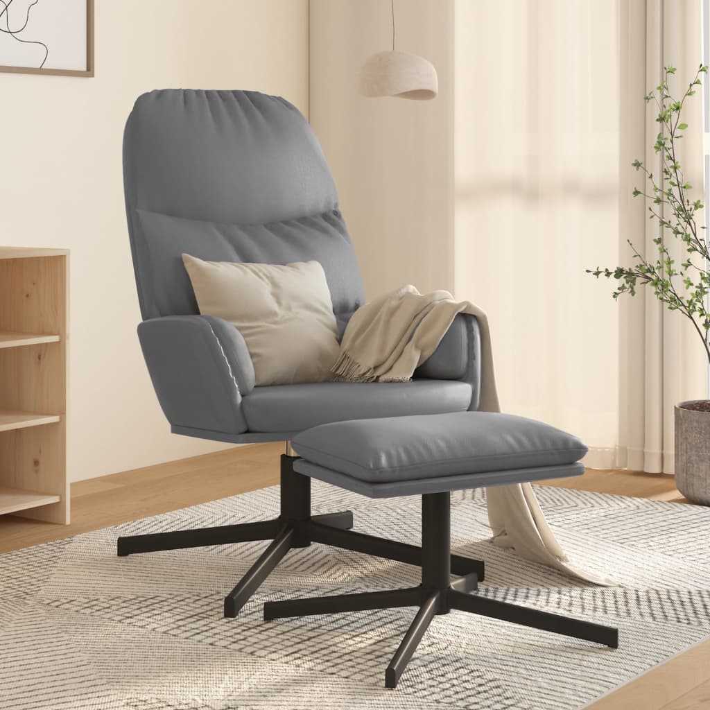vidaXL Relaxační křeslo se stoličkou šedé umělá kůže