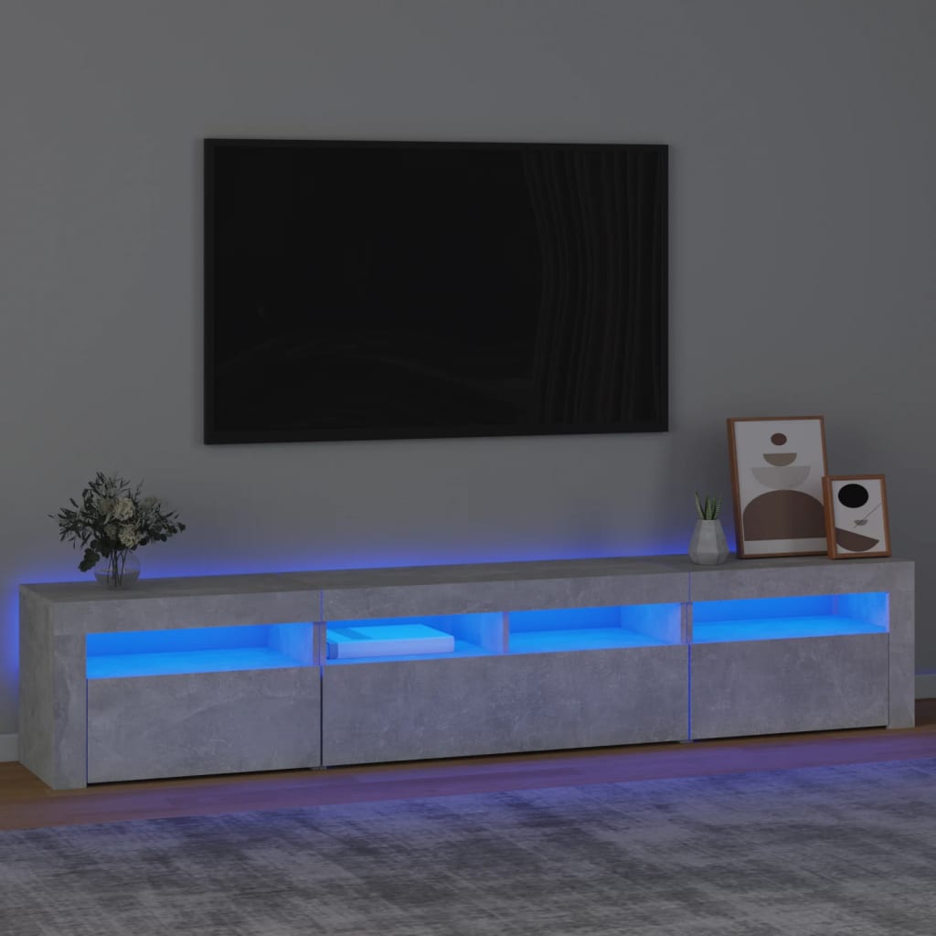 vidaXL TV skříňka s LED osvětlením betonově šedá 210x35x40 cm