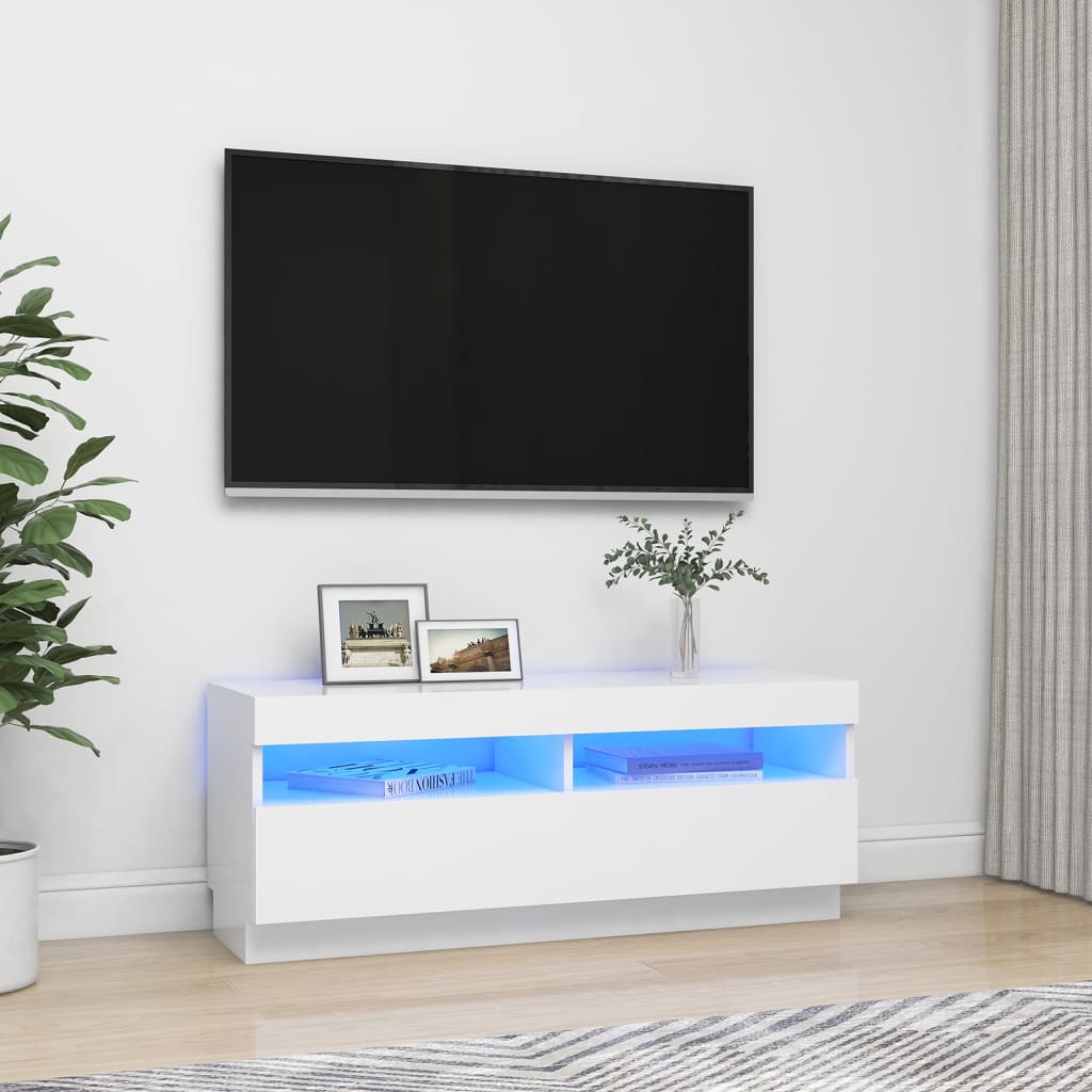 vidaXL TV skříňka s LED osvětlením bílá 100 x 35 x 40 cm