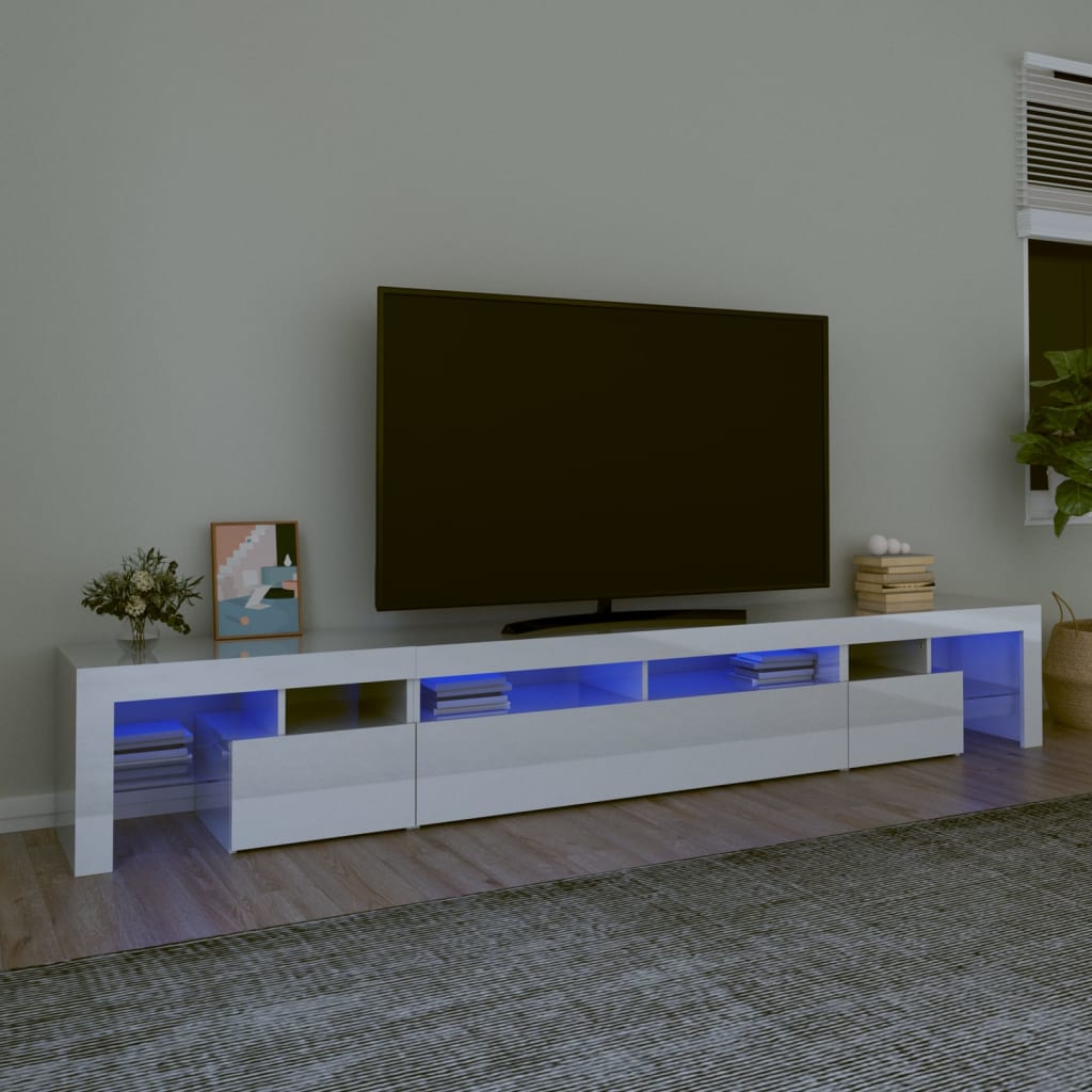 vidaXL TV skříňka s LED osvětlením bílá vysoký lesk 260x36