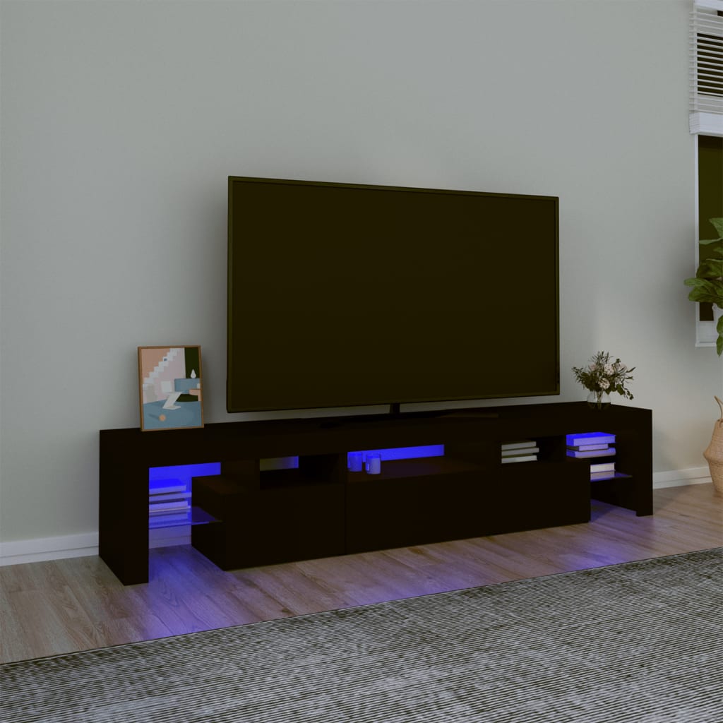 vidaXL TV skříňka s LED osvětlením černá 200x36