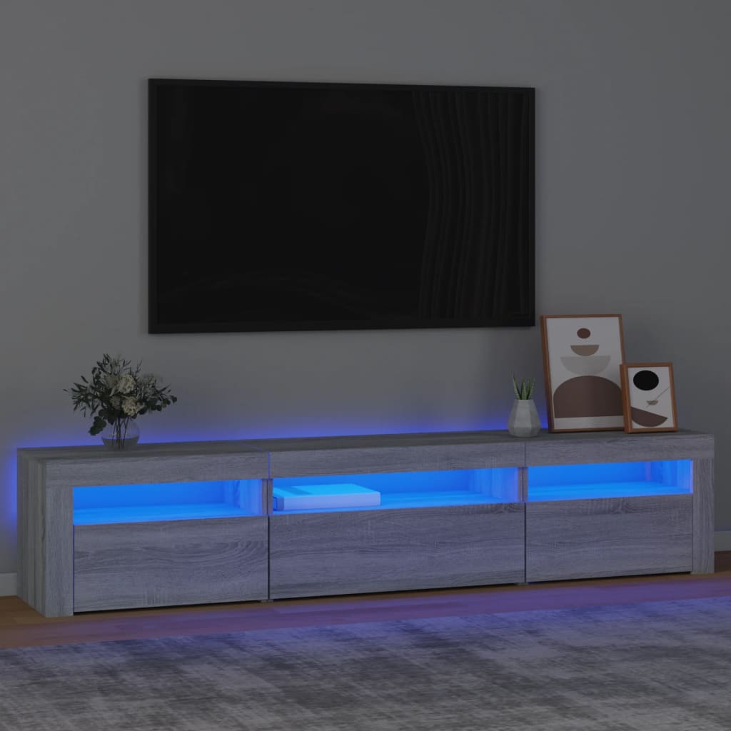 vidaXL TV skříňka s LED osvětlením šedá sonoma 195x35x40 cm