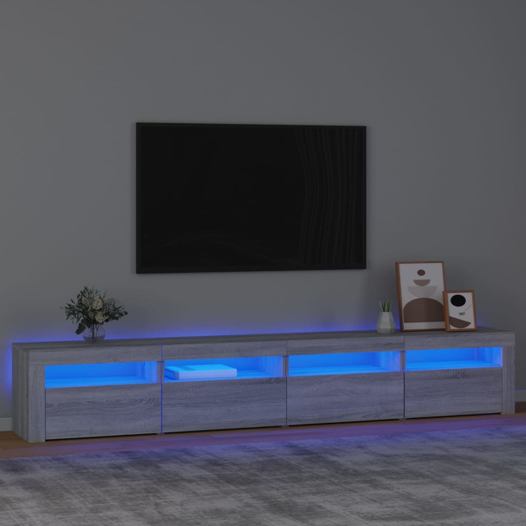 vidaXL TV skříňka s LED osvětlením šedá sonoma 240x35x40 cm