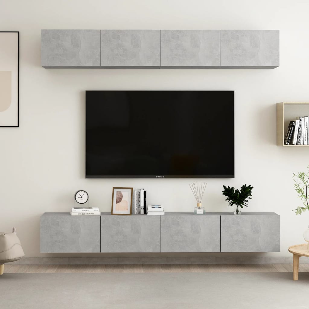 vidaXL TV skříňky 4 ks betonově šedé 100 x 30 x 30 cm dřevotříska
