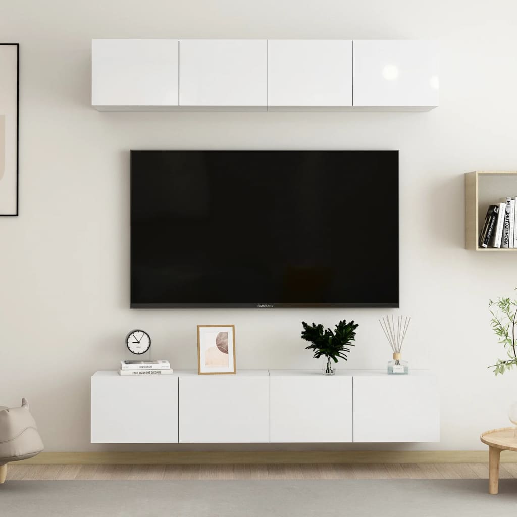 vidaXL TV skříňky 4 ks bílé s vysokým leskem 80x30x30 cm dřevotříska