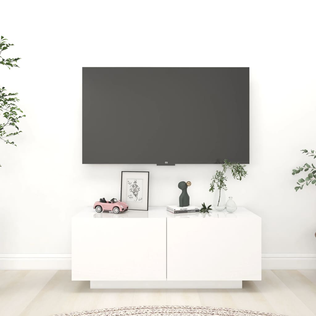 vidaXL TV stolek bílý s vysokým leskem 100 x 35 x 40 cm dřevotříska