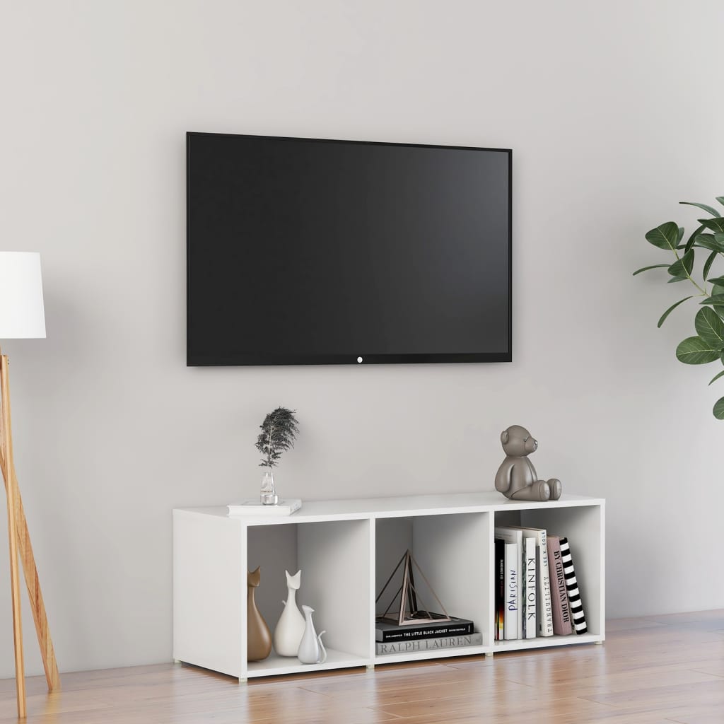 vidaXL TV stolek bílý s vysokým leskem 107 x 35 x 37 cm dřevotříska