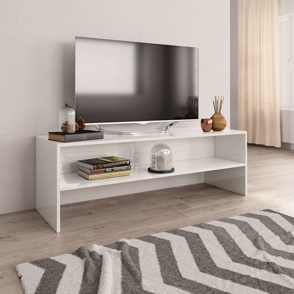 vidaXL TV stolek bílý s vysokým leskem 120 x 40 x 40 cm dřevotříska