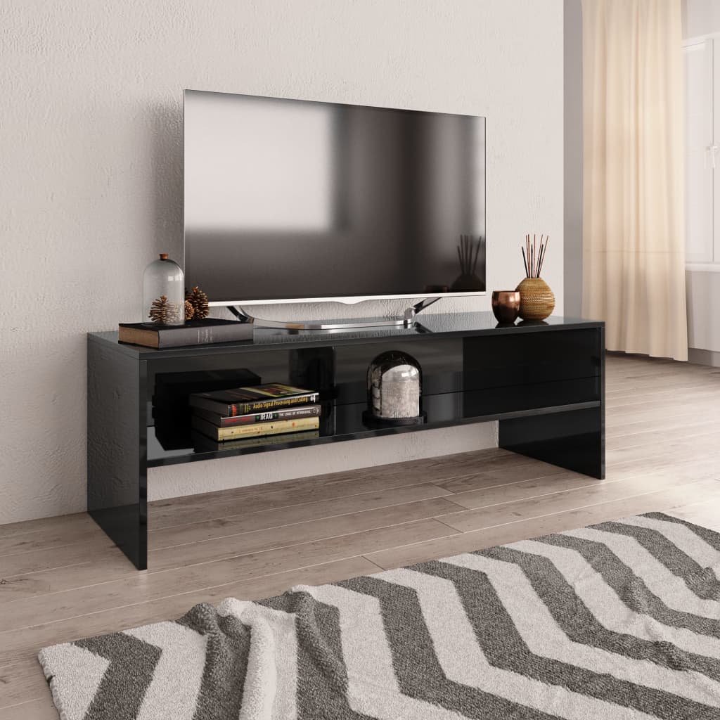 vidaXL TV stolek černý s vysokým leskem 120 x 40 x 40 cm dřevotříska