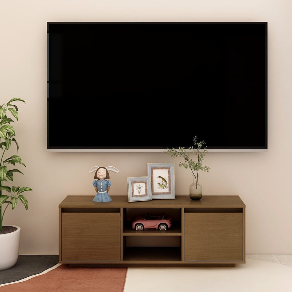 vidaXL TV stolek medově hnědý 110 x 30 x 40 cm masivní borové dřevo