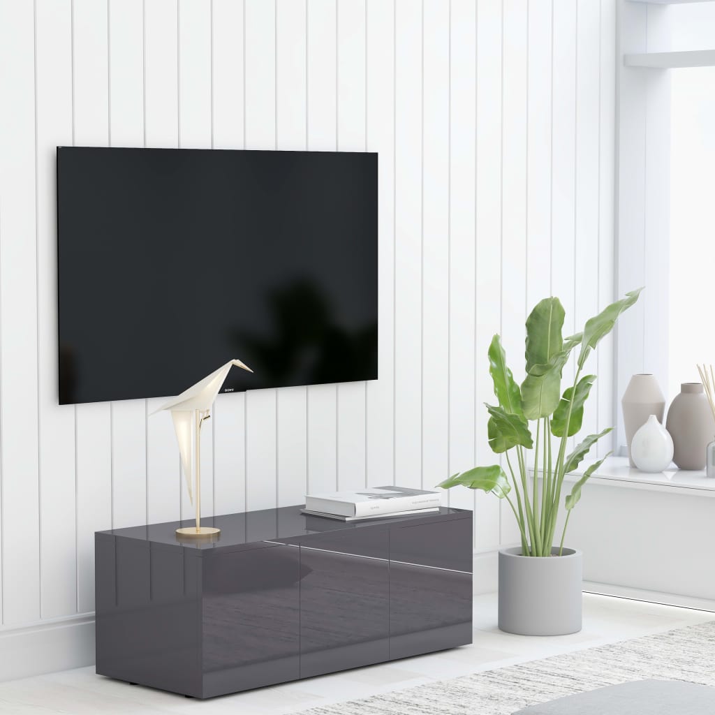 vidaXL TV stolek šedý s vysokým leskem 80 x 34 x 30 cm dřevotříska