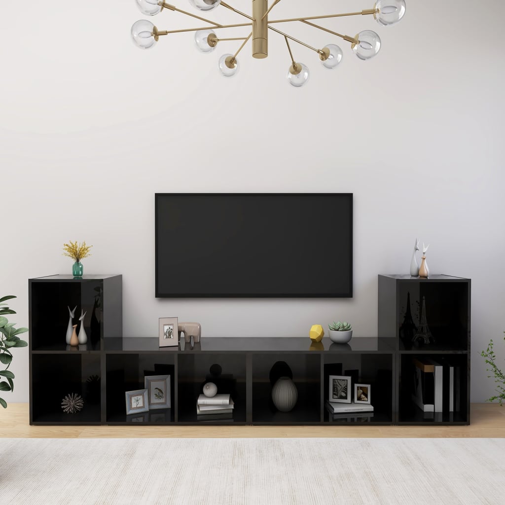 vidaXL TV stolky 4 ks černé vysoký lesk 72 x 35 x 36