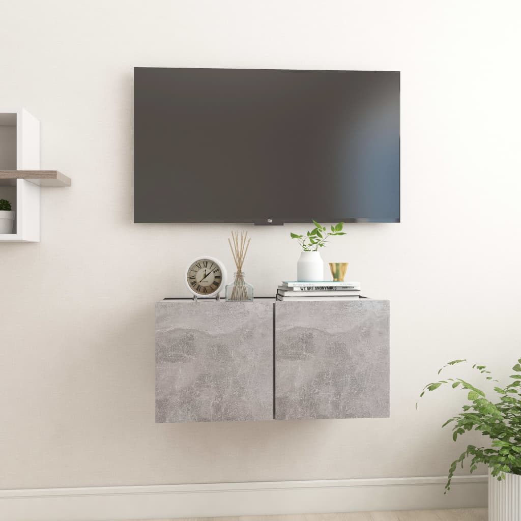 vidaXL Závěsná TV skříňka betonově šedá 60 x 30 x 30 cm