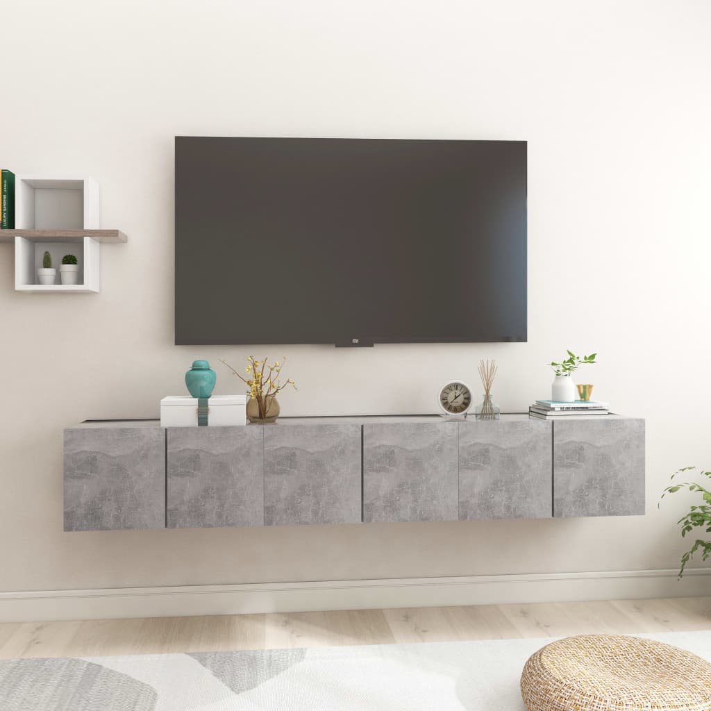 vidaXL Závěsné TV skříňky 3 ks betonově šedé 60 x 30 x 30 cm