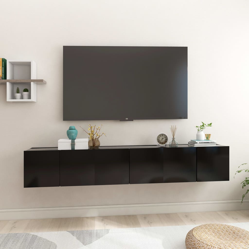 vidaXL Závěsné TV skříňky 3 ks černé 60 x 30 x 30 cm