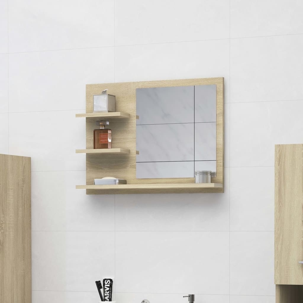 vidaXL Koupelnové zrcadlo dub sonoma 60x10